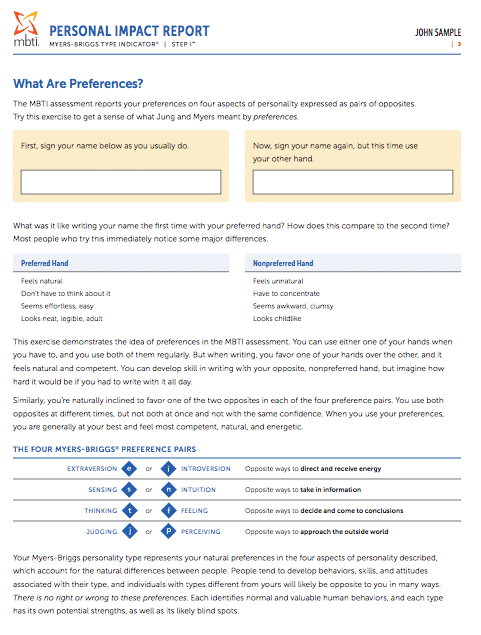 mbti personal impact report