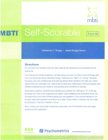 mbti self scorable