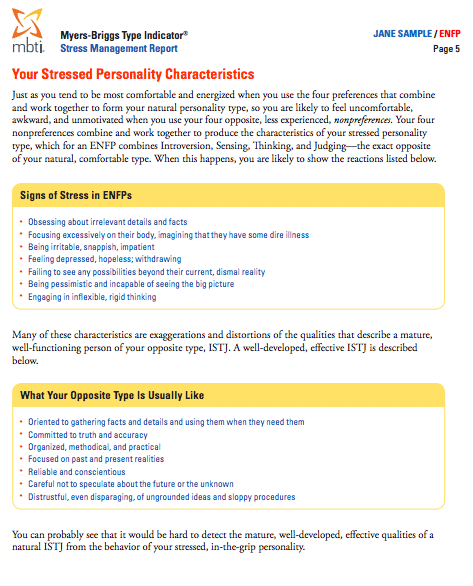 mbti stress management report