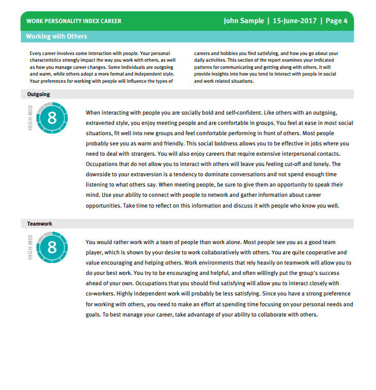 Work Personality Index Career Development Assessment