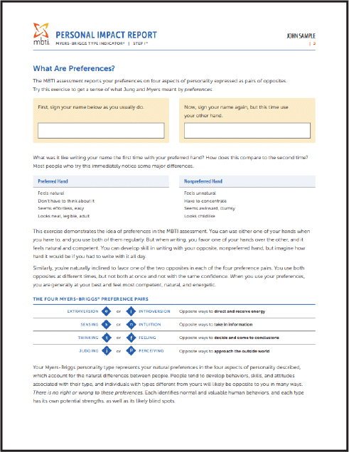 MBTI Personal Impact Report