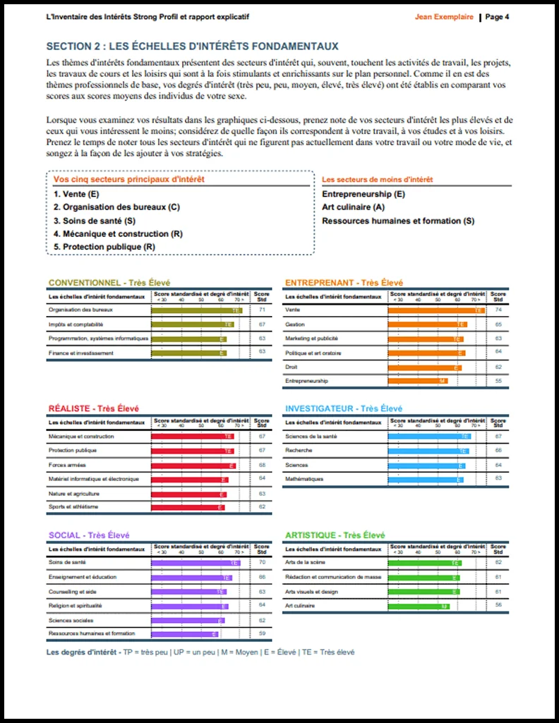 Strong Profil et rapport explicatif