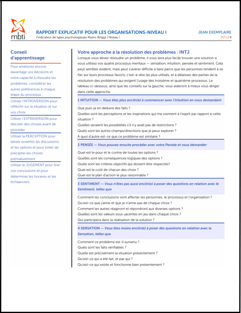 rapport explicatif pour les organizations
