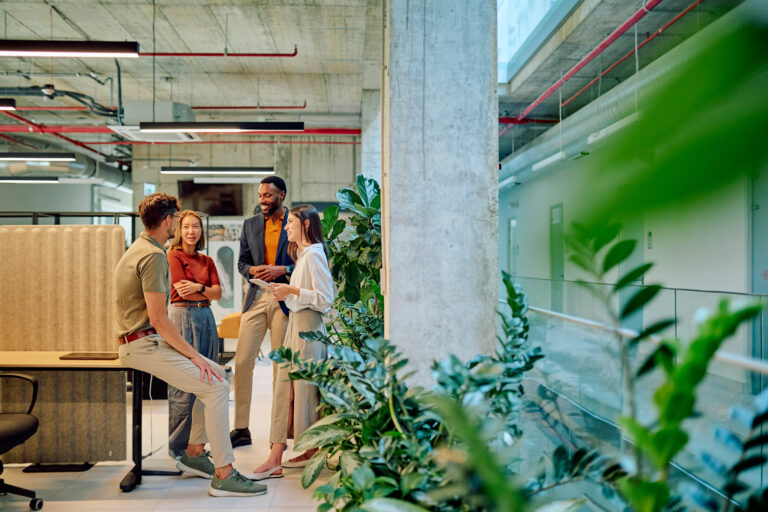 team discussing in office