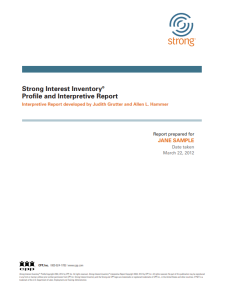 Strong Profile and Interpretive Report Cover